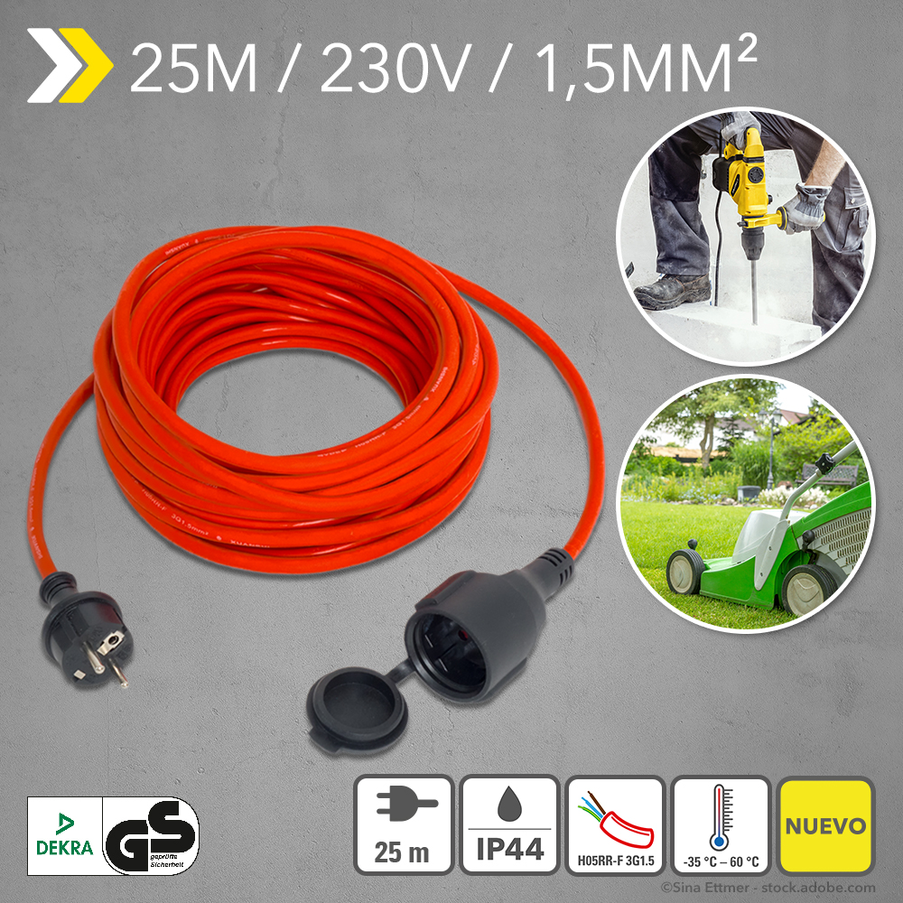 Cable alargador de calidad de 230 V (16 A) - 25 m - TROTEC