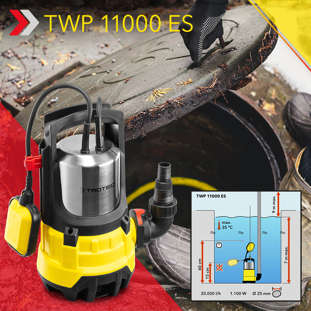 Bomba sumergible de aguas residuales TWP 7536 E - TROTEC