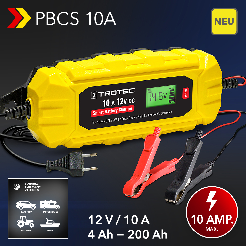 NEU Batterieladegerät PBCS 10A für 12V-Batterien von großen